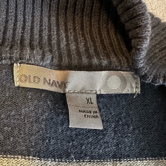 Old Navy Sweater Men Blue Yellow White Grey horiz., Striped 1/4 Zip Pullover XL - Picture 11 of 11